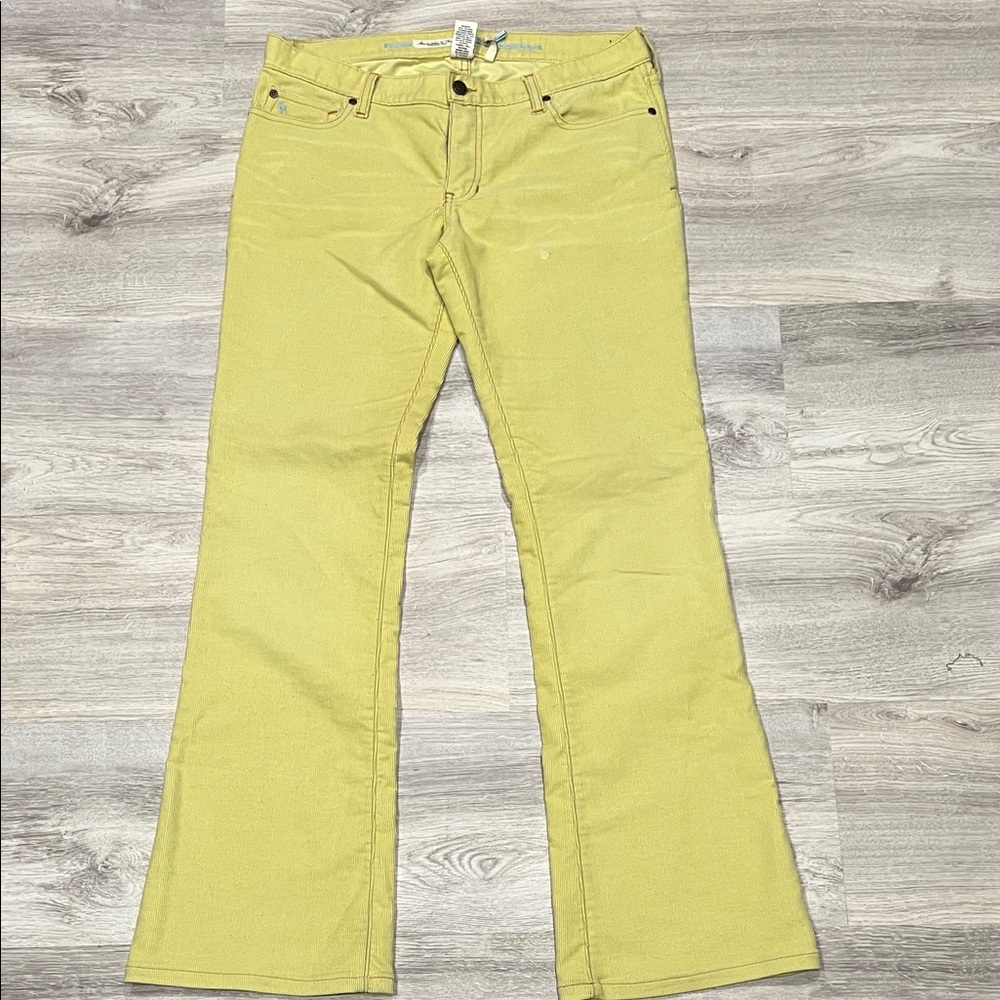 Vintage Women's Abercrombie & Fitch Yellow Stretch Corduroy Pants